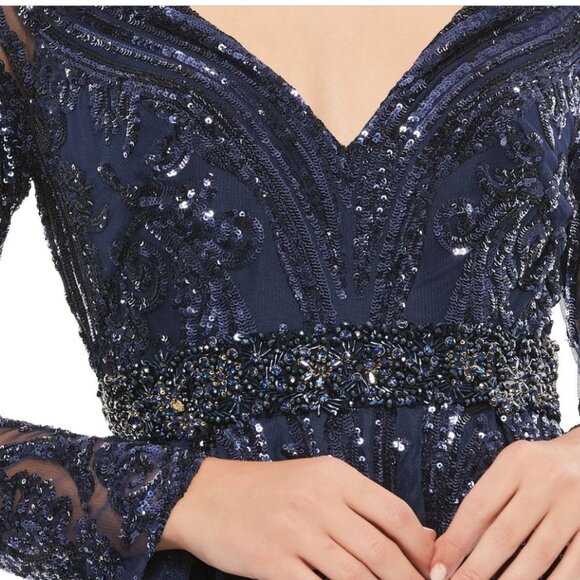 Mac Duggal 67113 Long Sleeve Embellished Evening Gown - Picture 5 of 16